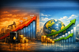 Graficka ilustracija - ekonomija nafta ceni mmf rast