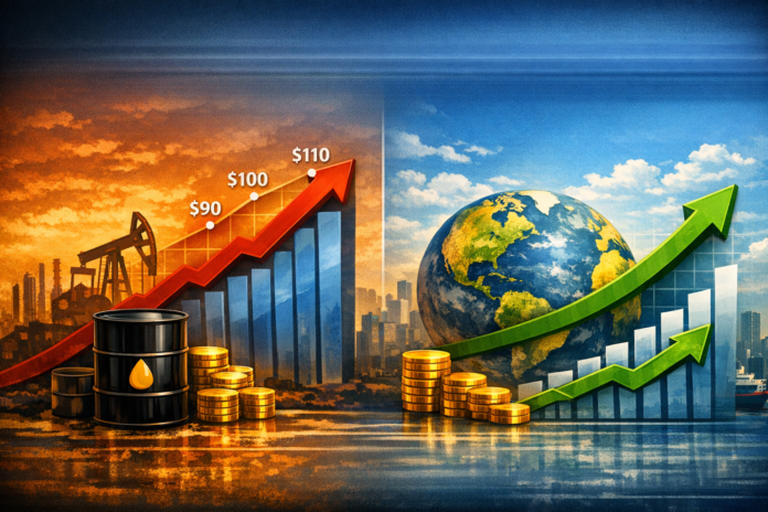 Graficka ilustracija - ekonomija nafta ceni mmf rast