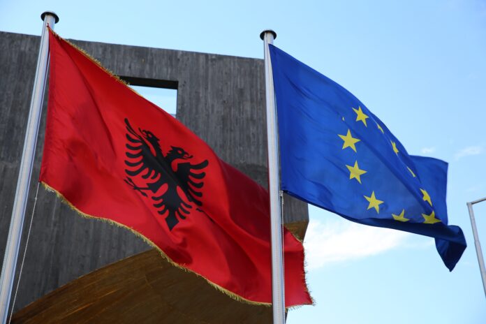 EU Albania Flags