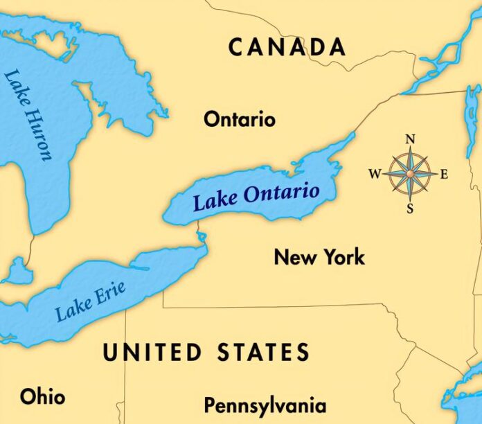 Lake Ontario in USA border Canada