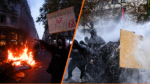 Ilustration protest Pariz, combo foto